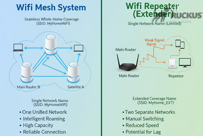 So sánh Wifi Mesh và Wifi Repeater